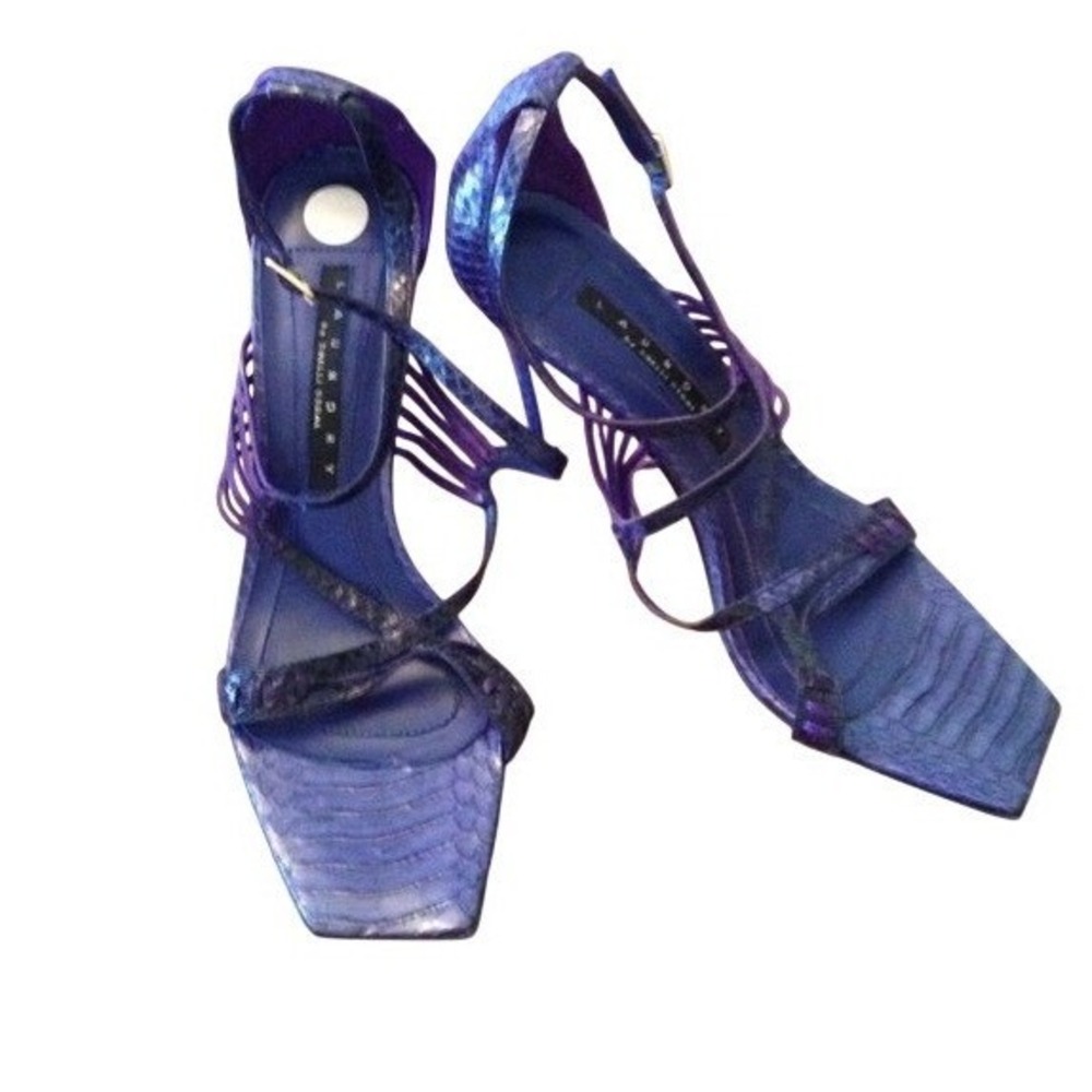 Laundry by Shelli Segal Heels Womens 6 Purple New Snakeskin Strappy Sandals 5"